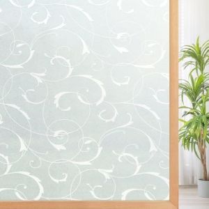 KALANKA-Flim Statique pour Vitre Film Fenetre Anti UV Sticker Fenêtre Film Electrostatique Film Fenetre Anti Regard Film Occultant Fenêtre Motif Fleur pour Bureau Maison Chambre d'enfant 44.5x200cm - Neuf