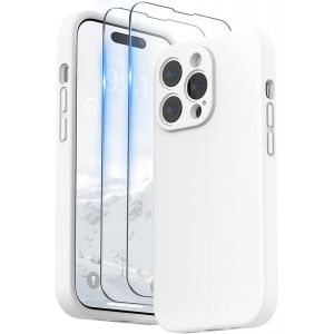 Ayu-Coque Compatible Avec Iphone 14 Pro Avec Verre Trempé, Silicone Liquide Protection Individuelle Pour Chaque Objectif Épaissie Etui Pour Iphone 14 Pro 6,1 Pouces, Blanc - Neuf