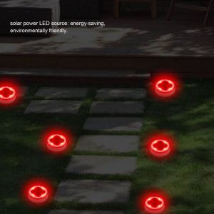 Hjlian Lampe Solaire Enterree Etanche A 4 Led Pour Jardin Exterieur (Rouge Sans Interrupteur) - Neuf