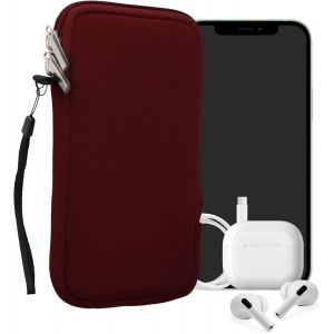 KAL-Housse Universelle Smartphone - Pochette De Protection 17,2 X 8,4 Cm Pour Téléphone Portable Xl - 6,7/6,8"" En Néoprène Bordeaux - Neuf
