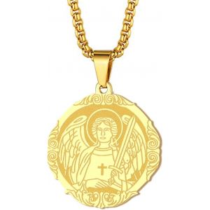 Kal-Collier Saint Christophe Avec Pendentif Saint Michel George Barbara Pour Homme Et Femme Le Sceau Des Sept Archanges Médaille Religieuse Médaille Disque Bijoux Cadeau Chrétien - Neuf