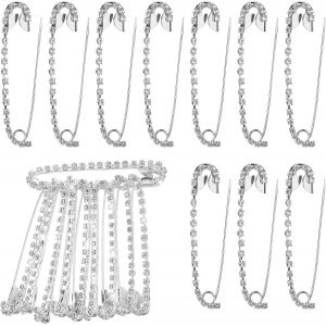 Kjdal-Xindojuz Lot De 10 Épingles À Nourrice Décoratives En Strass Pour Vêtements,Écharpes,Écharpes,Chapeaux,Accessoires Argentés En Métal Cristal - Neuf