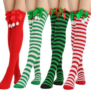 Paires De Chaussettes Hautes À Rayures De Noël - Neuf