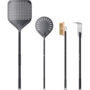 JEXNOVASHOP-Lot de 4 pelles &agrave; pizza rectangulaires en aluminium anodis&eacute; dur - 30 x 112 cm - 23 cm - Brosse &agrave; pizza - Brosse &agrave; four &agrave; pizza - R&acirc;teau &agrave; bois - Accessoires pour la maison, le restaurant - Neuf