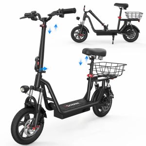Trottinette &Eacute;lectrique Iscooter I12 Avec Si&egrave;ge Et Panier, 12 Pouces, 36 V, 7,5 Ah, 500 W, Pliable, Autonomie Maximale De 35 Km，Noir. - Neuf