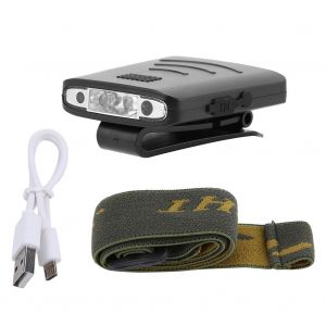 Lampe Frontale A 3 Led Avec Chargeur Usb, Ideale Pour La Peche De Nuit Ou Le Camping - Neuf