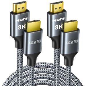 Câble HDMI 2.1 8K 1M 2 Pièces,48Gbps Câble HDMI Tressé en Nylon Haute Vitesse,Prend en Charge 8K@60HZ,4K@120Hz,Compatible avec PS5/4 TV Switch Monitor Blu-ray Soundbar - Neuf