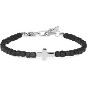 Eryi-Bracelet Croix Homme, Bracelet Hématite/Onyx - Neuf