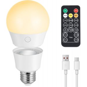 Yemaesre-Ampoule Led Rechargeable Avec Télécommande, 7w Ampoule Connectée E27, Dimmable Blanc Chaud/Froid Ampoules À Batterie, Timing, Magnétique Détachable Led Ampoules Sans Fil Pour Lampe,Urgence,D - Neuf
