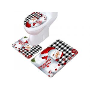 Ensemble de tapis de bain de Noël - Housse d'abattant de toilette antidérapante et tapis de toilette - 3 pièces - Neuf