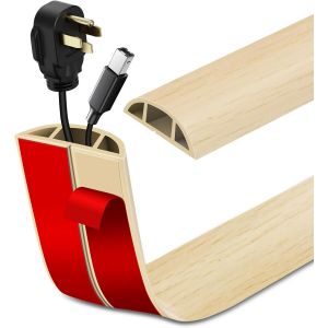 TIANYI-Passage de Cable au Sol adhésive PVC Flexible goulotte Passe Cable pour Bureau Maison entrepôt Concert (1m×4cm, Grain de Bois Beige) - Neuf