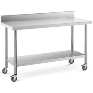Table de travail professionnel premium 60 x 150 cm 160 kg dosseret acier inoxydable Helloshop26 14_0010020 - Neuf