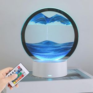 KAL-Lampe De Table D'Art Sable Dynamique, Peinture De Sable 3D, Lampe De Table, Peinture À Sable Rapide, Lampe De Décoration Mobile, Veilleuse Pour La Maison, Le Bureau, Bleu - Neuf