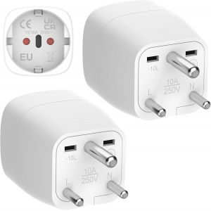 2 Pi&iquest;&iquest;ces Adaptateur France vers Inde, Europe vers Inde Adaptateur de Voyage, EU vers Prise de Type D, pour Inde, N&iquest;&iquest;pal, Niger, Liban, Ghana, Myanmar, Congo Adaptateur Voyage - Neuf