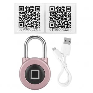 Cadenas intelligent a reconnaissance d'empreintes digitales, controle par application Bluetooth, antivol de securite, rose - Neuf