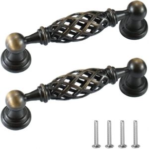 YUJTG-Poignée de Meuble Vintage 2 Pièces Poignee de Meuble Cuisine Poignée de Meubles Anciens Poignée de Porte Poignée de Tiroir pour Porte de Tiroir Armoires avec Vis Distance de Trous 96mm - Neuf