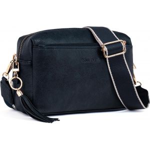 RFCBC-Petit Sac Bandoulière Femme avec 3 Compartiments Zippés,Sac à Bandoulière Femme en Cuir PU,Sac a Main Femmes Sacoche Femme Bandoulière avec Large Sangle Réglable et Amovible - Neuf