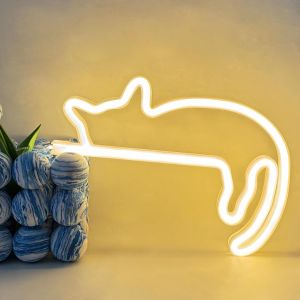 Cat Led Signe Chat Neon Enseigne Animaux N&eacute;on Blanc Chaud Enseigne N&eacute;on Usb Ou Batterie Enseigne Lumineuse Pour Chambre Magasin Chevet Salon F&ecirc;te D&eacute;coration Murale - Neuf
