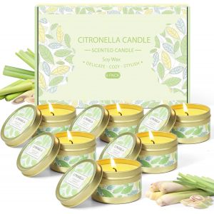 Bougies À La Citronnelles, 6 Bougies En Cire De Soja Naturelle D'Été Pour L'Intérieur L'Extérieur Jardin Voyage Camping Pique-Nique - Neuf