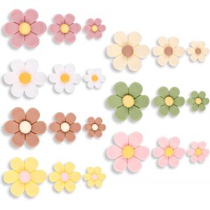 KALANKA-21pcs Aimants Frigo Fleurs 3D, Mignon Aimants Marguerites pour Frigo 7 Couleurs et 3 Tailles Magn&eacute;tique Fort Dd&eacute;corations Florales pour la Cuisine Tableau Blanc et Casier D&eacute;coration - Neuf