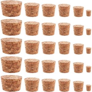 Checarzhn--No1-Lot De 30 Bouchons En Liège Coniques En Bois, 6 Tailles Bouchons En Liège En Bois Bouchons De Rechange Pour Bouteille De Vin Bière Artisanat Bouteille En Verre - Neuf