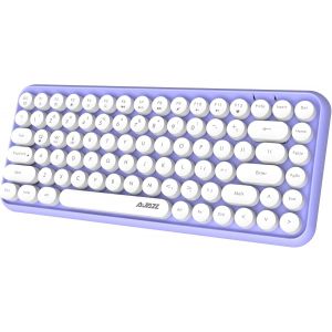 Clavier Bluetooth Sans Fil, Mini Clavier Compact Mignon &Agrave; 84 Touches, Technologie De Connexion Bluetooth Sans Fil 2,4 Ghz, Capuchon Rond R&eacute;tro En Abs, Panneau Mat, Design Ergonomique (Violet) - Neuf