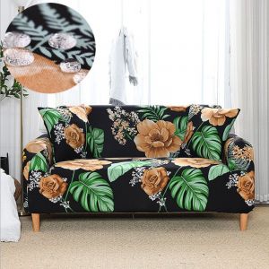 Housse De Canapé 2 Places 140-180 Cm Avec Accoudoirs, Moderne, Universelle, Élastique, Housse De Protection, Motif Fleurs De Nuit - Neuf