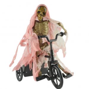 Squelette D'halloween A Velo Avec Son Et Lumiere D'horreur, Modele De Squelette Electrique, Accessoires De Maison Hantee, Decorations De Fete D'halloween - Neuf