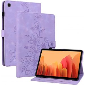 Coque Pour Samsung Galaxy Tab A7 10,4 Pouces 2022/2020 Sm-T500 T505 T507, Multi-Angles De Visualisation Housse De Protection En Similicuir Avec Porte-Carte Couverture Motif Lys, Po[Coq9125174] - Neuf