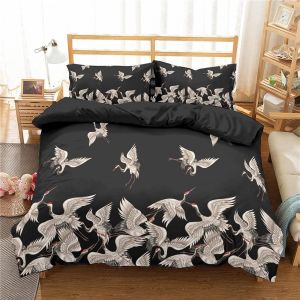 Housse De Couette X Grue Japonaise, D Imprim&iquest;&iquest;E Microfibre Parure De Lit Grue Japonaise Housse De Couettes Avec X Taie D'oreiller X Cm - Neuf