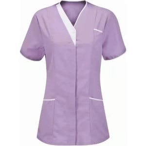 Tunique M&eacute;dicale Femme Col En V Blouse Medicale Femme Banche Manche Courte Uniforme Travail Blouse Infirmiere Femme Professionnelle - Neuf