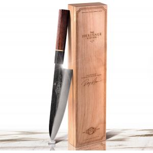 Mevronisshop-Couteau De Chef Japonais &iquest; Acier Inoxydable Aus-8 &Agrave; Haute Teneur En Carbone De 21 Cm | Finition Forg&eacute;e &Agrave; La Main | Manche En Palissandre Et &Eacute;b&egrave;ne | Couteau De Cuisine Professionnel - Neuf