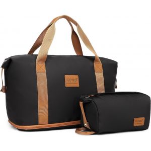 KALANKA-Sac de Voyage Cabine EasyJet ¿ Sac Week-End Pliable & Imperméable 42×40×22, Compartiment Chaussures, Idéal Sport, Maman & Avion (Noir Marron) - Neuf