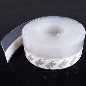Joint d'étanchéité en silicone transparent (largeur 35 mm), 5,8 m de long, pour porte et fenêtre - Neuf