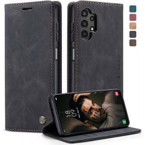 Mdy-Coque Pour Samsung Galaxy A13 4g/5g Case, Etui Protection Housse Premium En Cuir Pu,Etui À Rabat Pochette De Portefeuille Étui Pour Samsung Galaxy A04s - Noir - Neuf