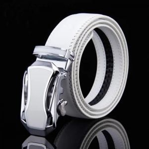 Luxe Homme Ceinture En Cuir Métal De Boucle Automatique Business Officiel Blanc - Neuf