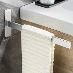 Tzf-Porte Serviette Sans Perçage 304 En Acier Inoxydable Auto-Adhésif Porte-Serviettes Rectangulaire Pour Salle De Bain Et Cuisine Argenté 38cm - Neuf