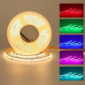 10M RGB COB Ruban LED, 24V Bande LED COB RGB 840LEDs/M 14W/M Haute Luminosité Sans Points Multicolore Changement Bandeau Lumineuse pour Chambre, Fête Décoration (Bande LED Uniquement) - Neuf