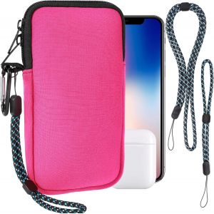 Housse Universelle Smartphone,Pochette De Protection En Durable N&eacute;opr&egrave;ne Pour T&eacute;l&eacute;phone Portable Sacoche De Protection Avec Mousqueton Dragonne Compatible Avec Iphone 13 14 15 16 Plus Pro Max,Rose,L - Neuf