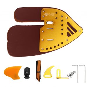 Protege-Doigts Pour Tir A L'arc, Protege-Doigts Pour Tir En Exterieur, Arc Classique, Design Integre, Cuir Marron Dore, Taille M - Neuf