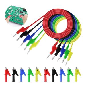 Pince Crocodile Fils de Test,5Pcs Câble de Test pour Multimètre et 10Pcs Pinces Crocodiles pour Voiture/Industriel/autres Composants de Câble de Test,Câble de Fil de Crocodile Longueur 1M(1000V/19A) - Neuf