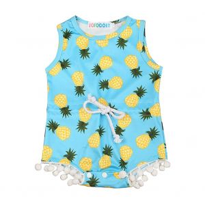 Body Sans Manches Pour Bebe, Combinaison Une Piece Avec Imprime Ananas (Bleu 90) - Neuf