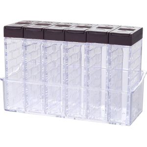 Lot De 6 Pots À Épices En Plastique Transparent, Boîte À Assaisonnement, Bouteille Avec Plateau, Pour Barbecue Et Cuisine - Neuf