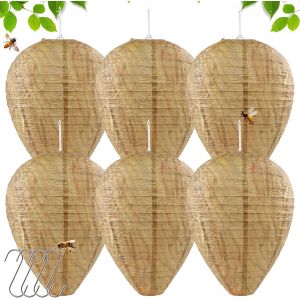 6 Pièces Leurre Faux Nid De Guêpes,Imperméable Nids De Guêpe,Faux Nid De Frelon,Nid De Frelons En Papier Dissuasive Efficace,Suspendre Faux Nid De Guêpes Pour Maison Et Jardin Extérieur - Neuf