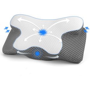 Oreiller Ergonomique Cervical, 2 En 1 Oreiller Memoire Forme, Soulagement Efficace De La Douleur, Oreiller Orthop&eacute;dique &Agrave; M&eacute;moire Pour Dormir Sur Le C&ocirc;t&eacute; Et Sur Le Dos-63 X 34 X 9/12cm - Neuf