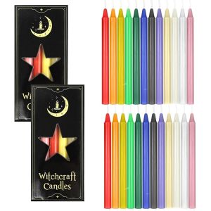 24 Bougies Chandelles Color&eacute;es, Kerzen Kleine Dripless Pour Carillons, Magie, &Eacute;glise, Veill&eacute;e Auxchandelles, Rituels, D&eacute;corations De F&ecirc;te (12 Couleurs), Bougies Coniques Petits, &Oslash; 1.2 X 16Cm - Neuf