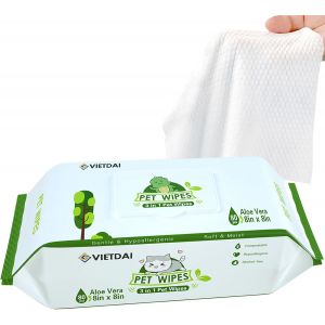 Jgd-Vietdai Lingette Chien Nettoyante Pour Chat Pattes Visage Corps Fesses Et Fourrure Lingette Animaux Avec Aloe Vera Et Vitamine E -80 Pi&egrave;ce - Neuf