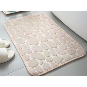 Tapis de bain antid&eacute;rapant en polaire corail 60 x 90 cm - Couleur camel - Neuf
