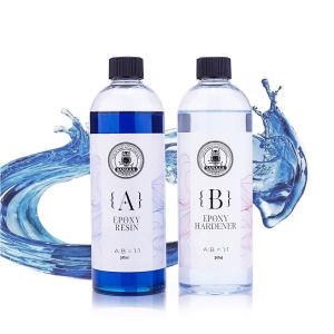 R&eacute;sine &Eacute;poxy Bleu Oc&eacute;an 474 Ml R&eacute;sine &Eacute;poxy Haute Brillance Sans Bulles, R&eacute;sine &Eacute;poxy De Table Pour L'artisanat, Le Moulage, Le Bricolage, L'art En R&eacute;sine, Les Moules, Les Bijoux (237 Ml X 2) - Neuf