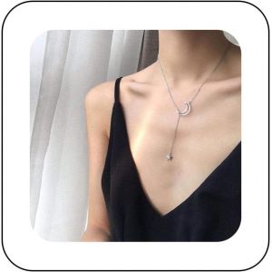 Kal-Colliers Boho Moon Y Lariat Collier Pendentif Étoile Argent Collier Croissant De Lune Y Lasso Collier Vintage Lune Ouverte Collier Chaîne Bijoux Pour Femmes Et Filles - Neuf